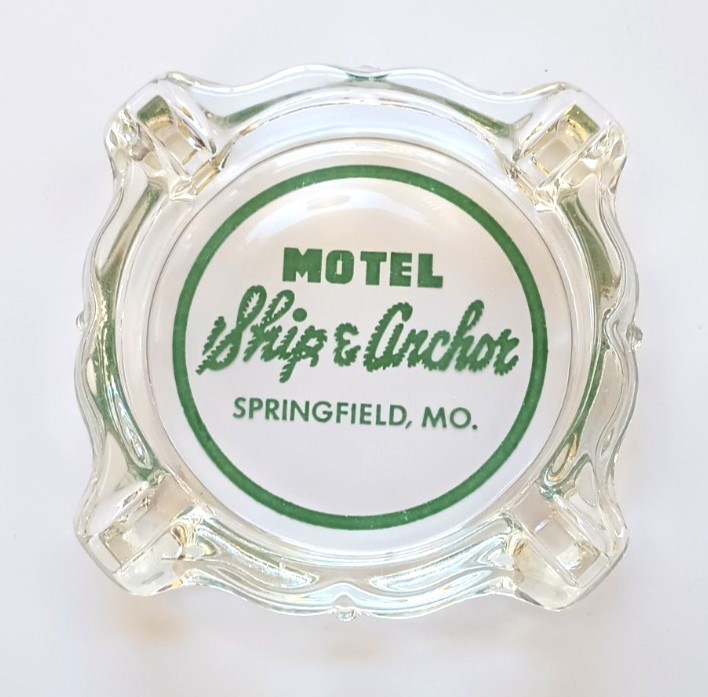ca. 1950's-60's Ship & Anchor Motel Ashtray ( RT 66 ) Springfield MO