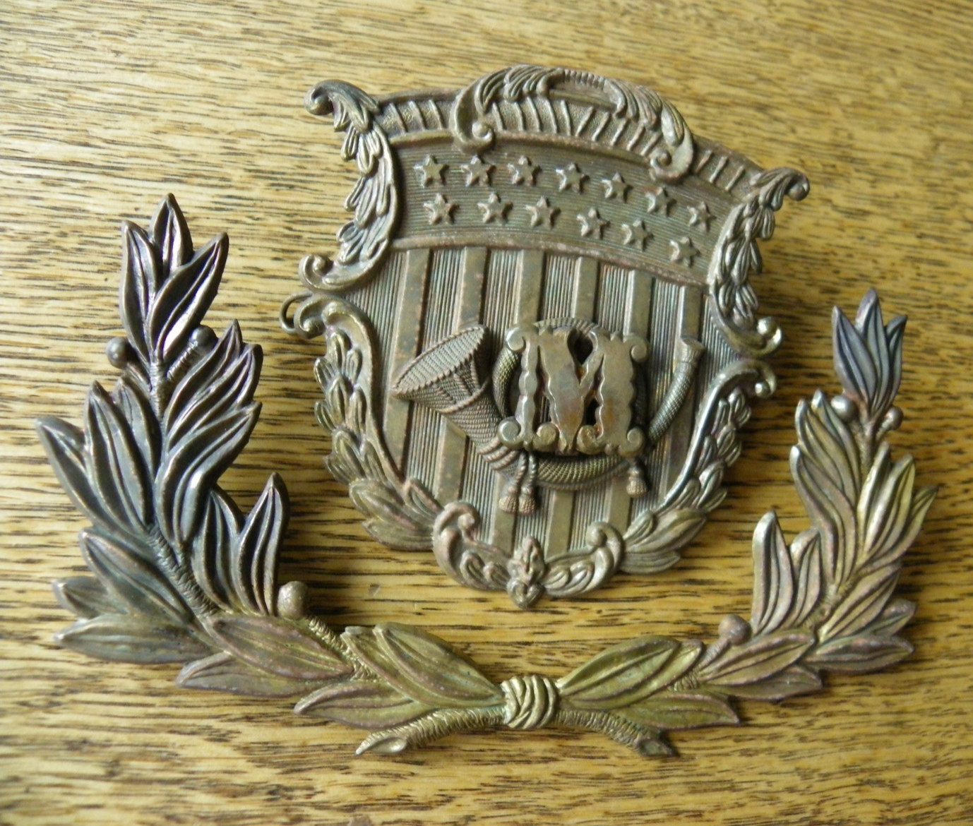 CIVIL WAR ERA USMC MARINE CORPS SHAKO HELMET PLATE & WREATH