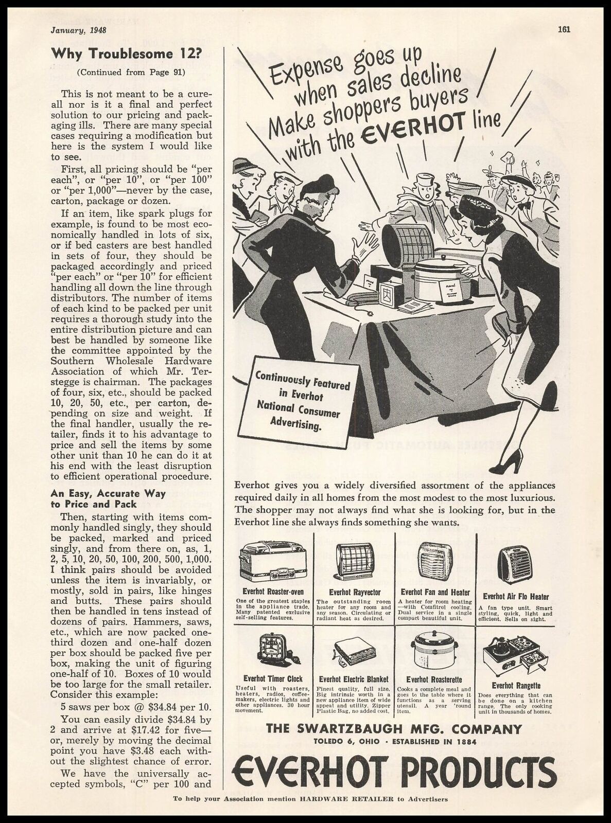 1948 Swartzbaugh Mfg Co Toledo Ohio Everhot Products Appliances Vintage Print Ad