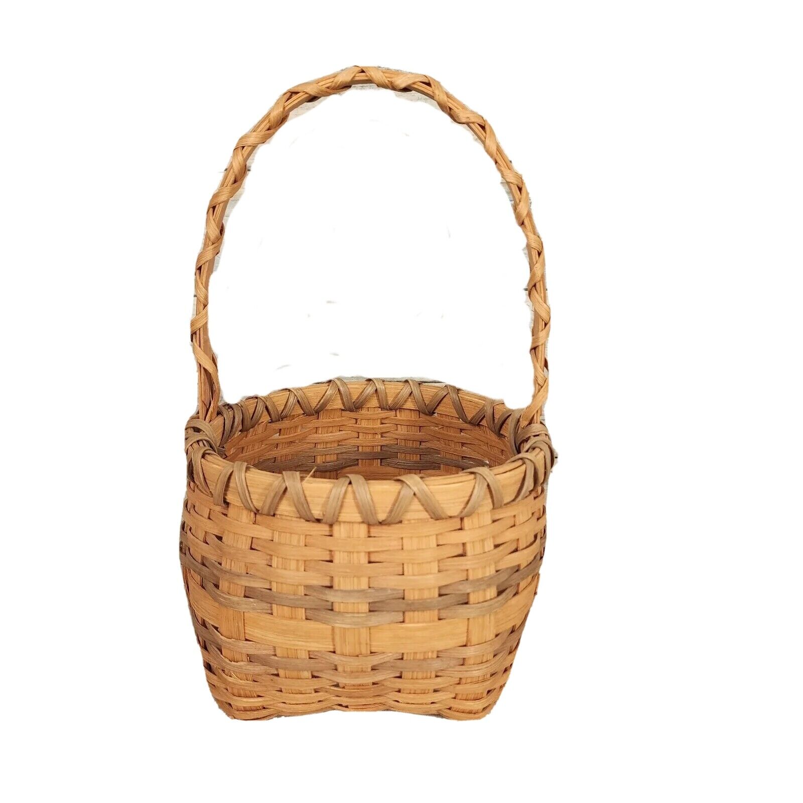 Vintage Basket Handwoven Large Handle Home Decor Gathering Gift Giving Hostess