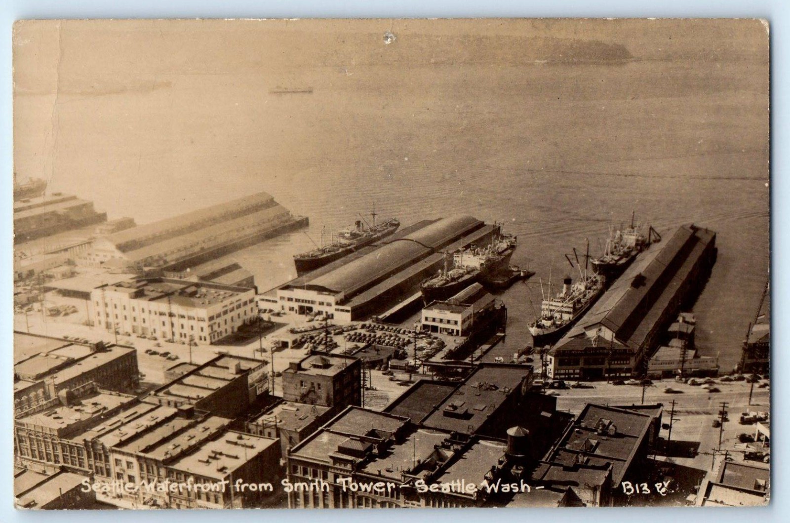c1910\'s Seattle Waterfront From Smith Tower Seattle WA RPPC Photo Postcard