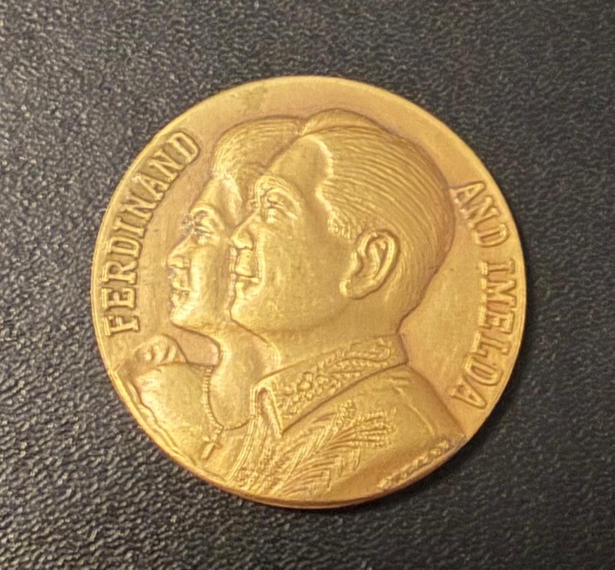 Ferdinand & Imelda Marcos Brass Phillippine President Inauguration coin 1965