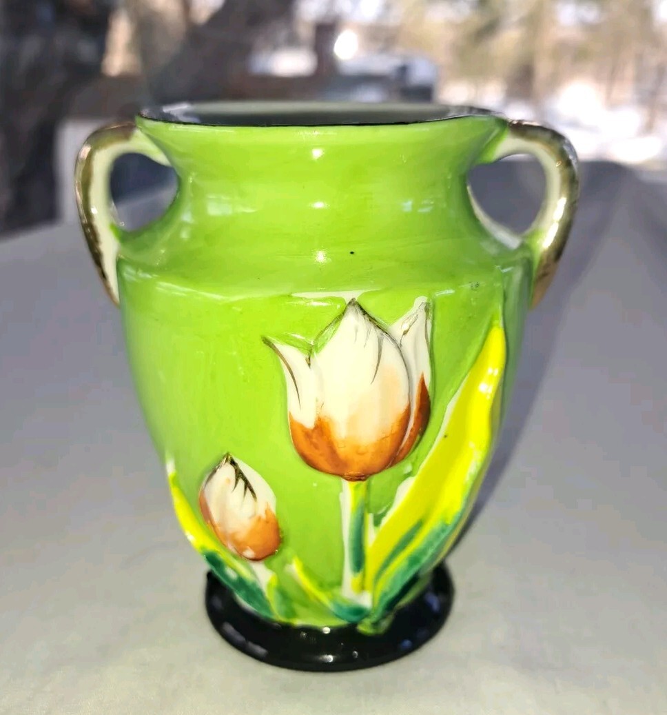 Vintage Japanese Handpainted Tulip Mini Vase