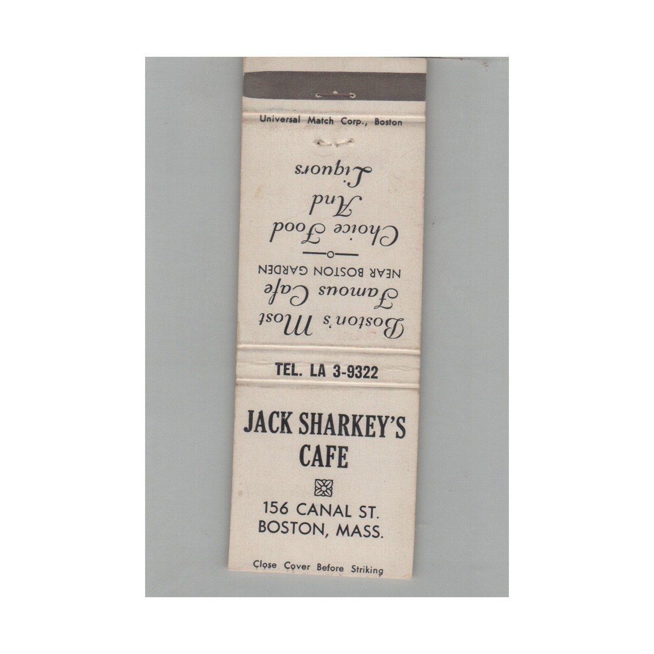 Matchbook Cover Jack Sharkey\'s Cafe Heavyweight Boxing Champ Schmeling Boston MA