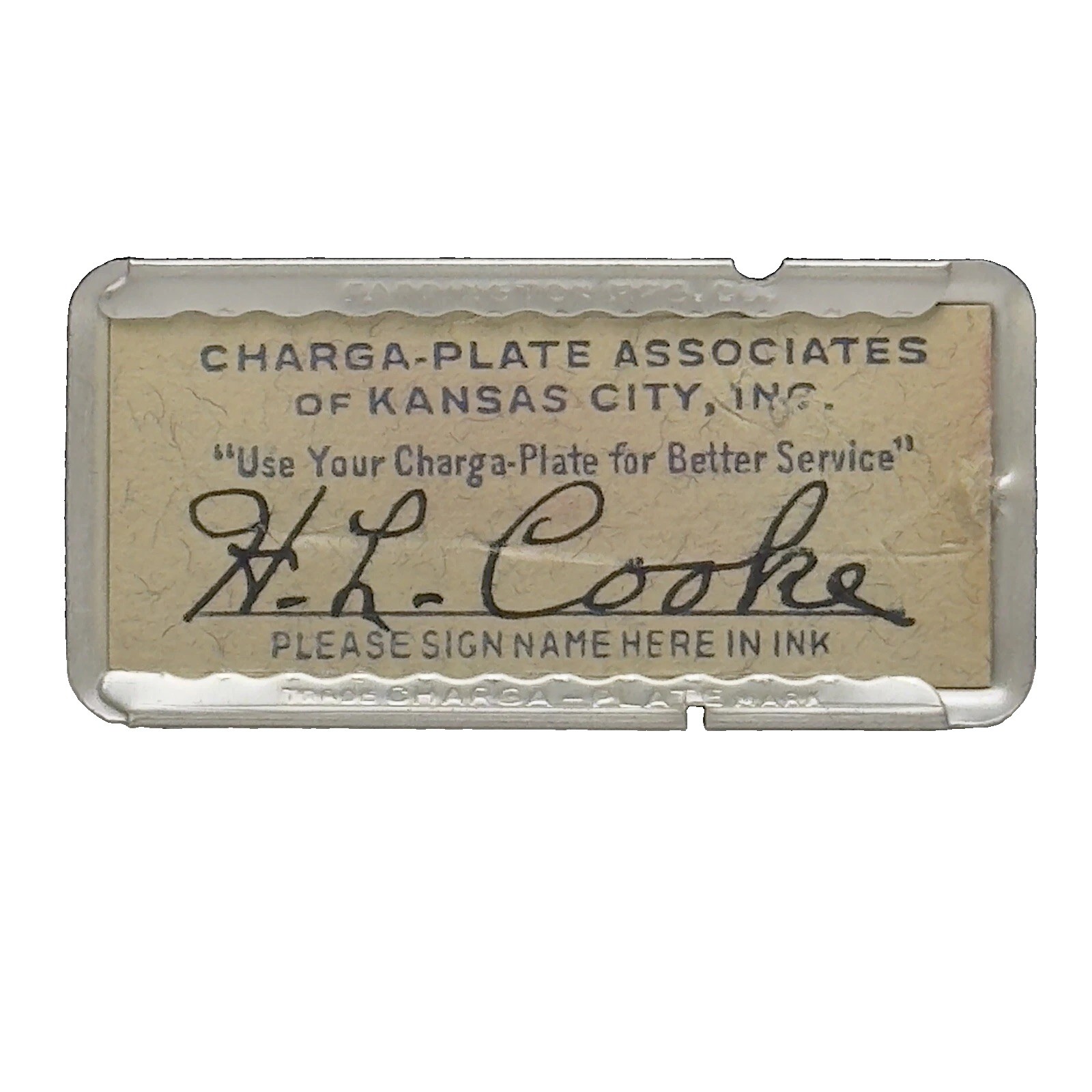 Vintage Charga-Plate Metal Charge Plate Kansas City KS Signed Original 1940s-50s