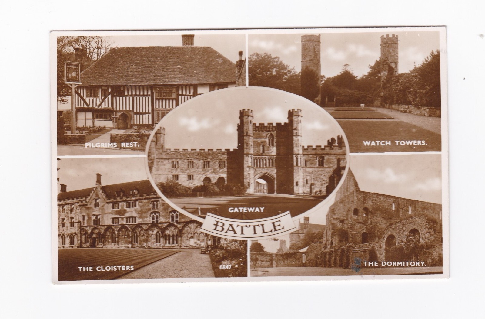 England Scotland Vintage Postcard Battle. Gateway, the Dormitory, the Cloisters England Scotland Vintage Postcard Battle. Gateway, the Dormitory, the Cloisters