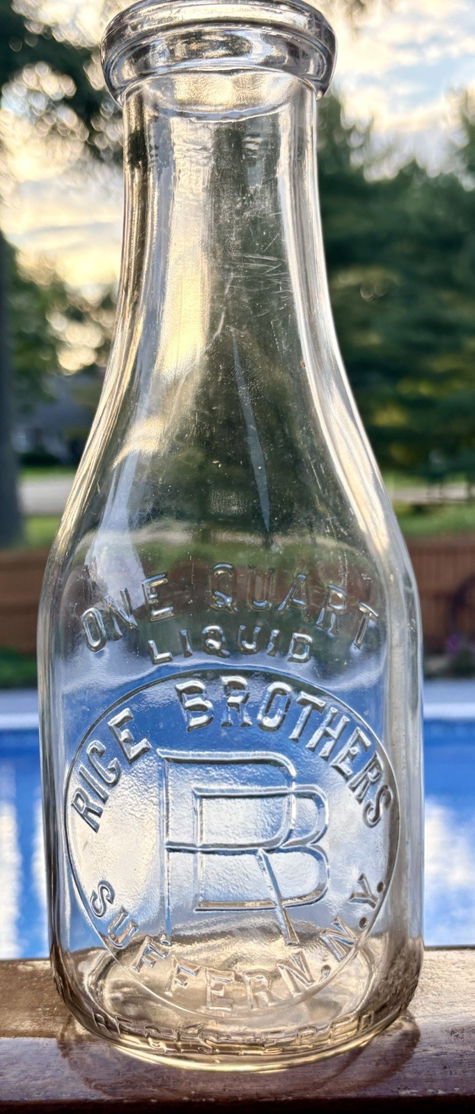 1930 Rice Bros Suffern Rockland NY Milk Bottle Quart Embossed Thatcher Variant 1930 Rice Bros Suffern Rockland NY Milk Bottle Quart Embossed Thatcher Variant