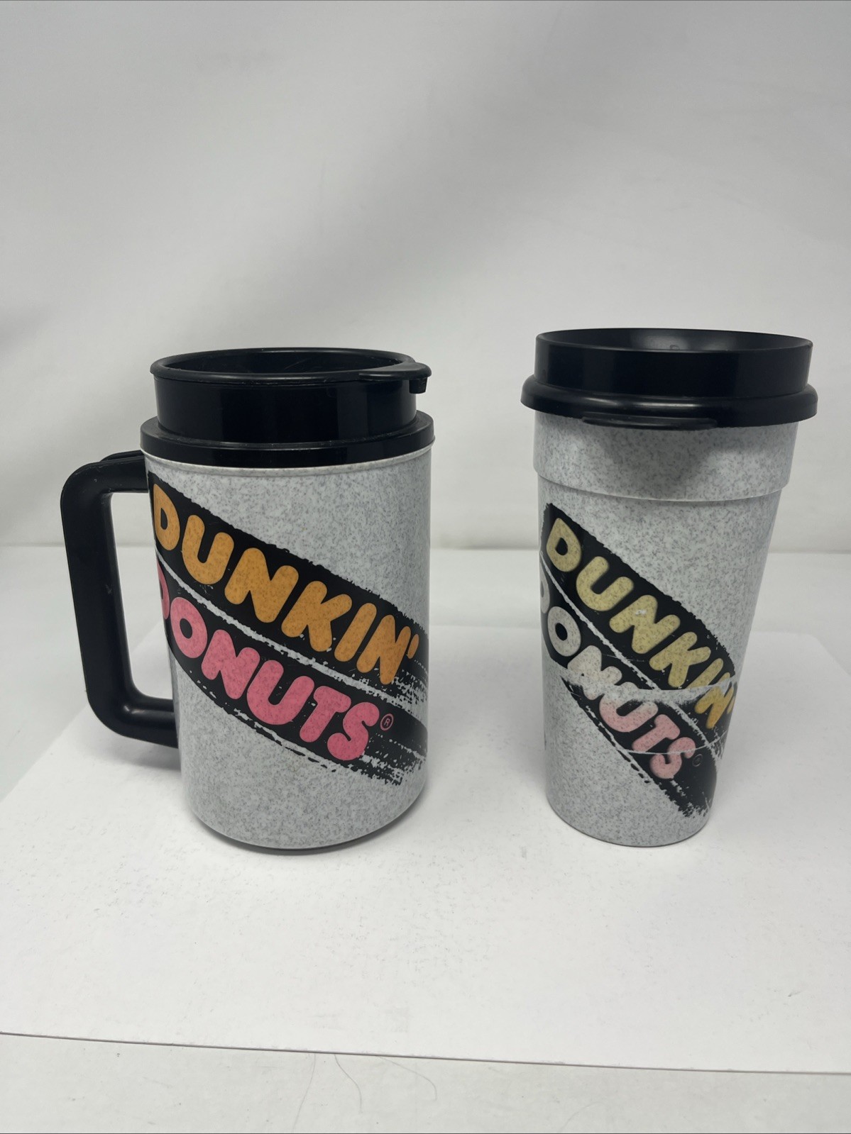 2 Vintage Dunkin Donuts Whirley Thermo Travel Coffee Mugs Cups Advertising 2 Vintage Dunkin Donuts Whirley Thermo Travel Coffee Mugs Cups Advertising