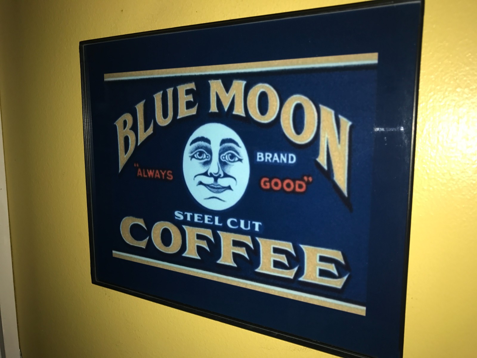 Blue Moon Coffee Grocery Store Restaurant Kitchen Diner Advertising Sign Blue Moon Coffee Grocery Store Restaurant Kitchen Diner Advertising Sign