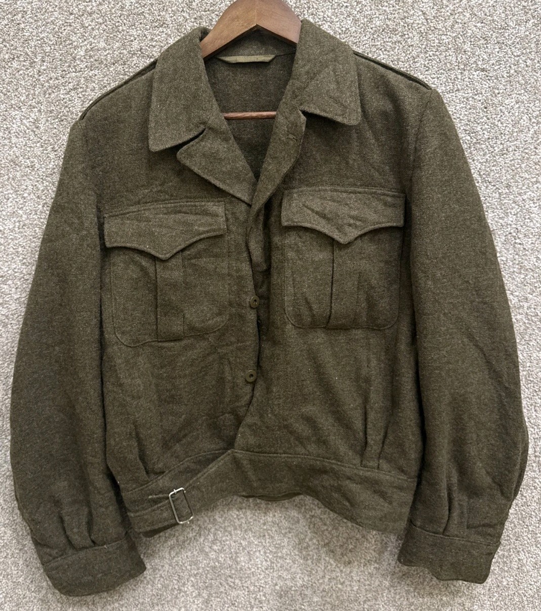 Vtg 50s 1955 Canadian Army Battledress Jacket Size 16 Coppley Ike Blouse Serge