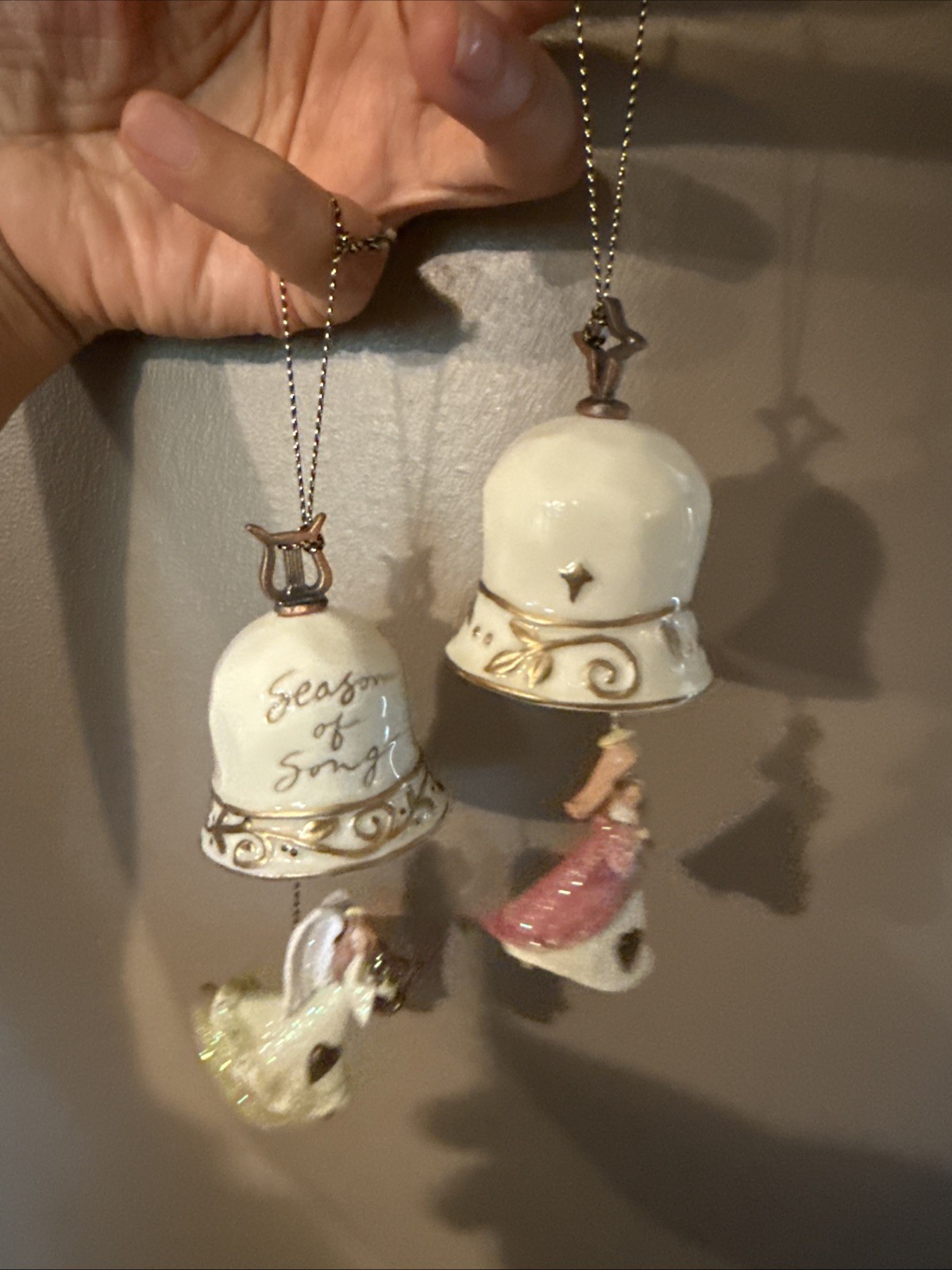 Vintage 2 Foundations Christmas Angel Angel Hanging Bell Ornament Retired READ