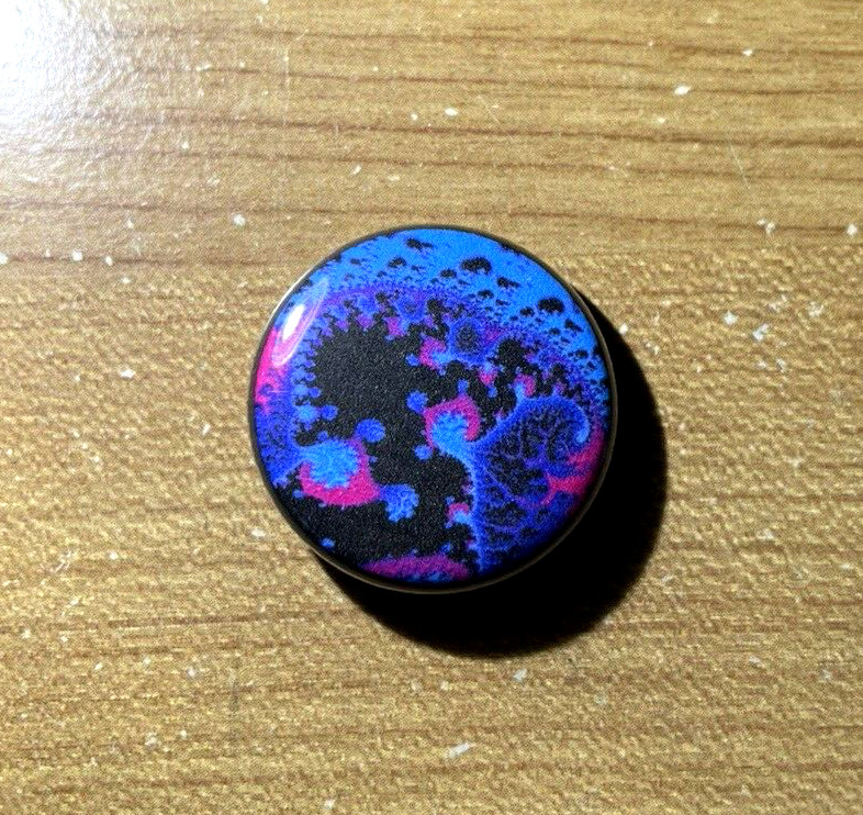 Abstract Weird Lava Lamp Style Pin Button Pink Blue Purple Psychedelic  1” 35-23