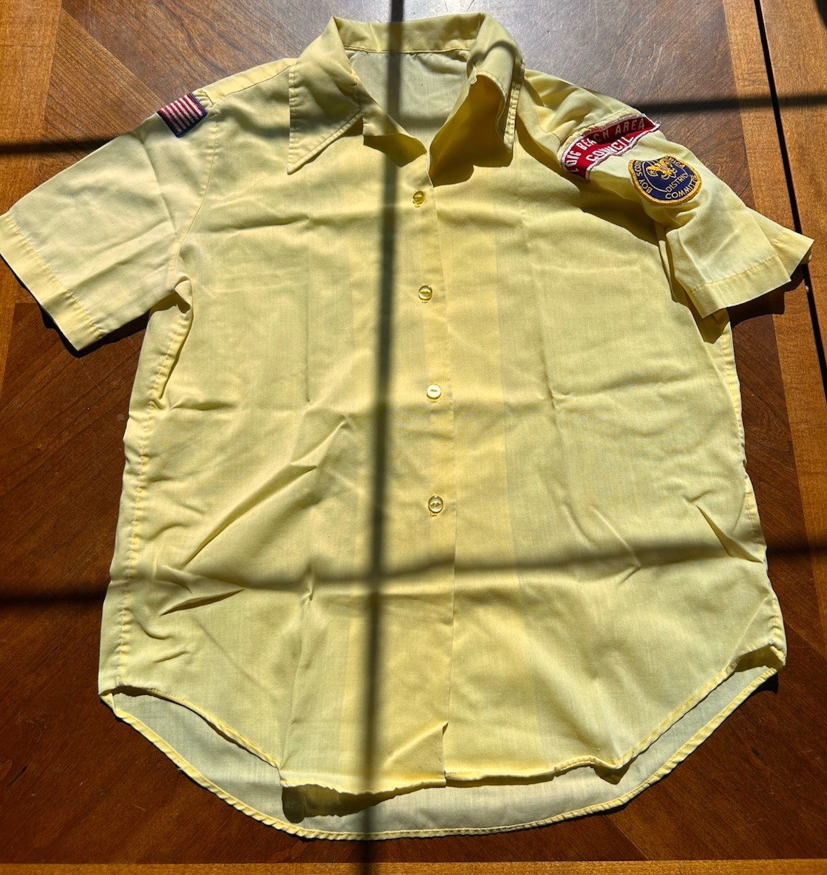 Vintage BSA Boy Scout Unofficial Uniform Shirt Long Beach Area Council Patches
