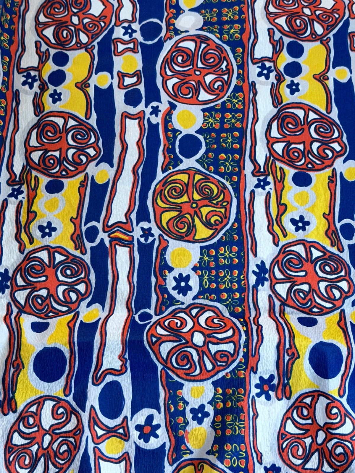 Circus Barnum Vibes 1960’s Geometric Wheels  Novelty Mid Century Vintage Fabric
