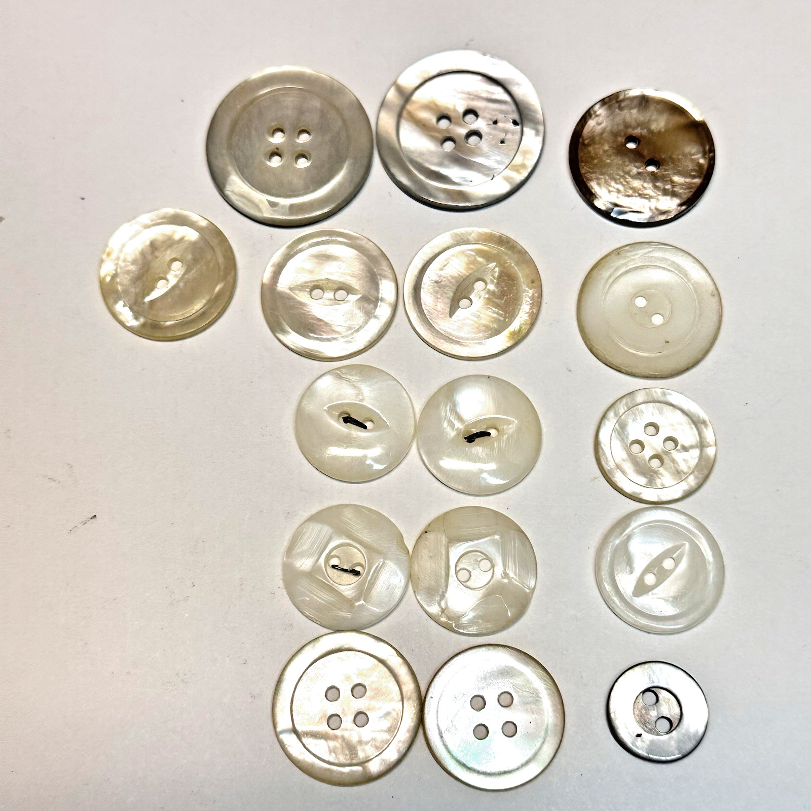 Vintage Mother of Pearl Buttons Lot of 5 sets & 5 single White & Taupe 16pcs Vintage Mother of Pearl Buttons Lot of 5 sets & 5 single White & Taupe 16pcs