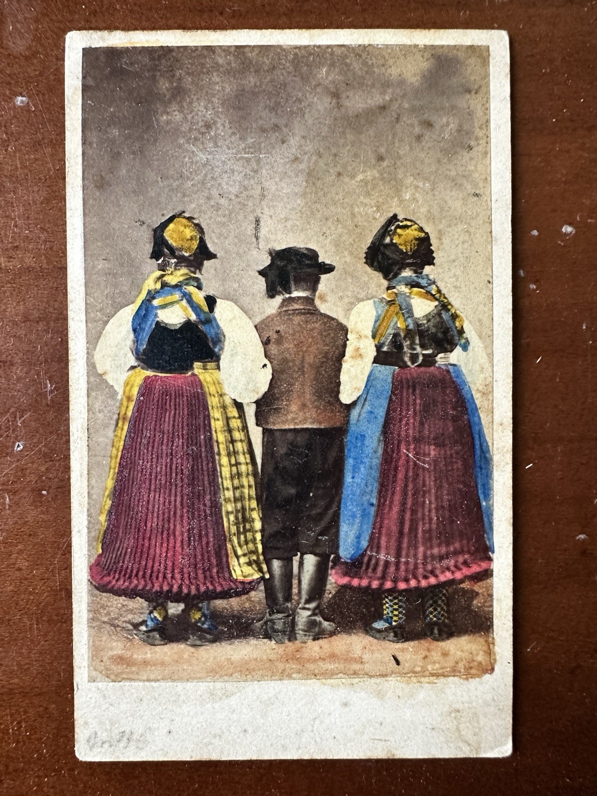 Unusual 2-SIDED CDV Front & Back to Camera Tinted 1800s Rare Photo