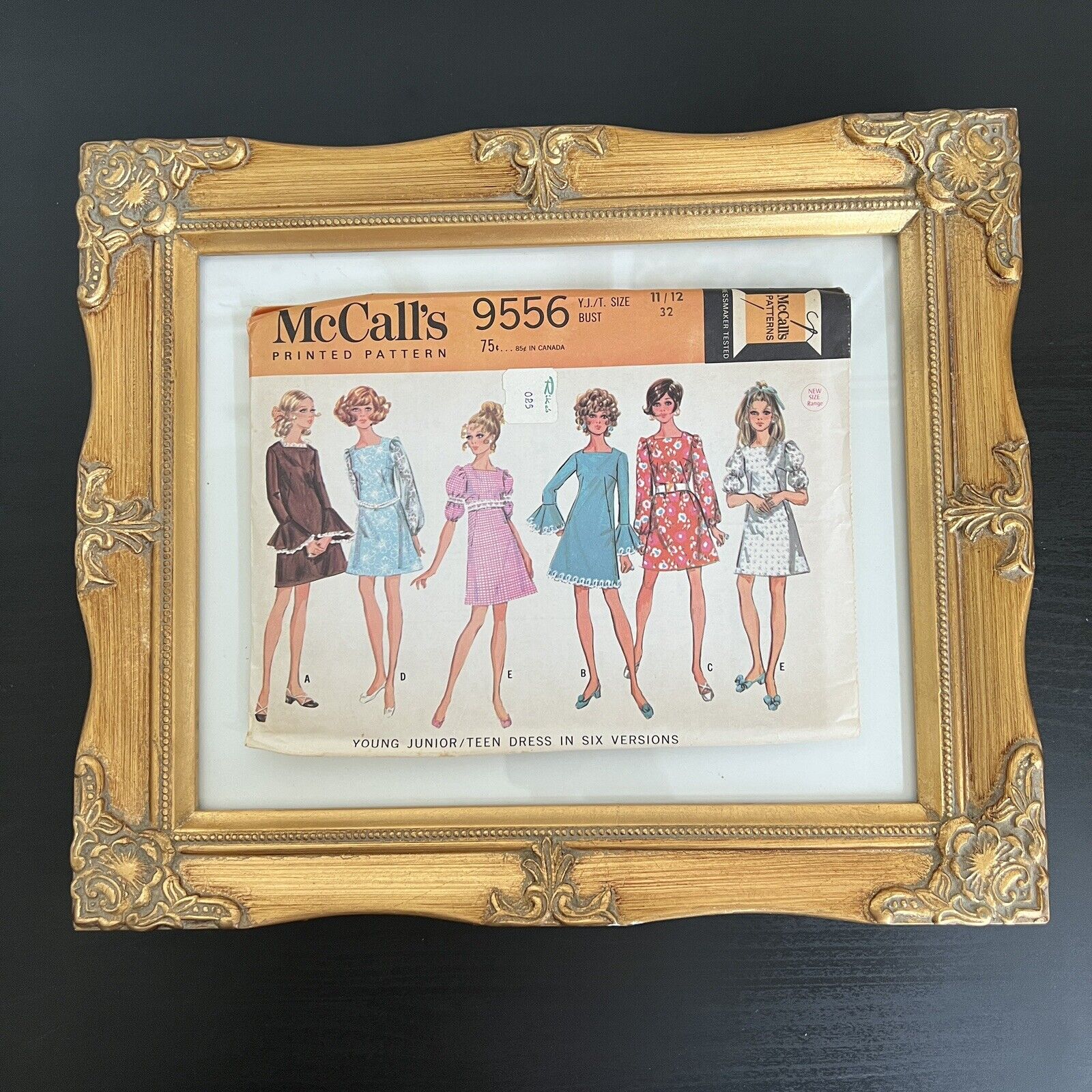 Vintage 1960s McCalls 9556 Boho Cottagecore Dress Sewing Pattern 11/12 XS 0 CUT