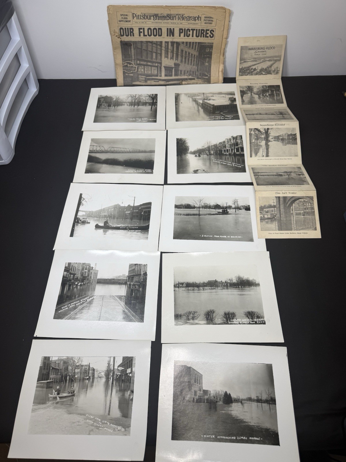 Rare Original Photo Lot & Newspaper 1936 Flood Of Harrisburg Pennsylvania 