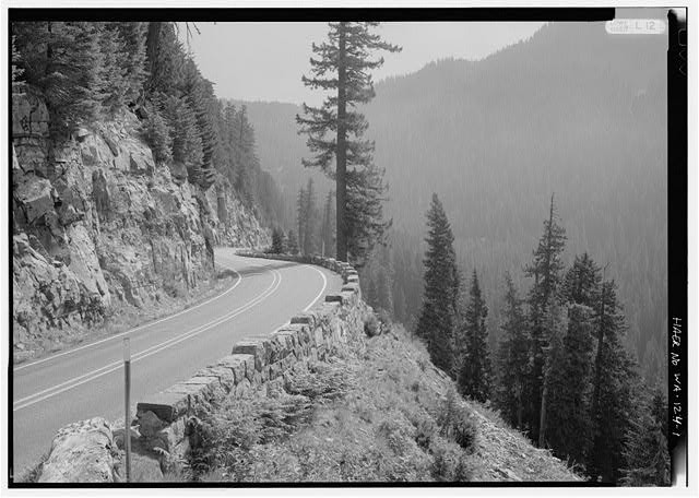 Photo:Longmire WA East Side Highway 1930s Curving Mountain Road Rainier