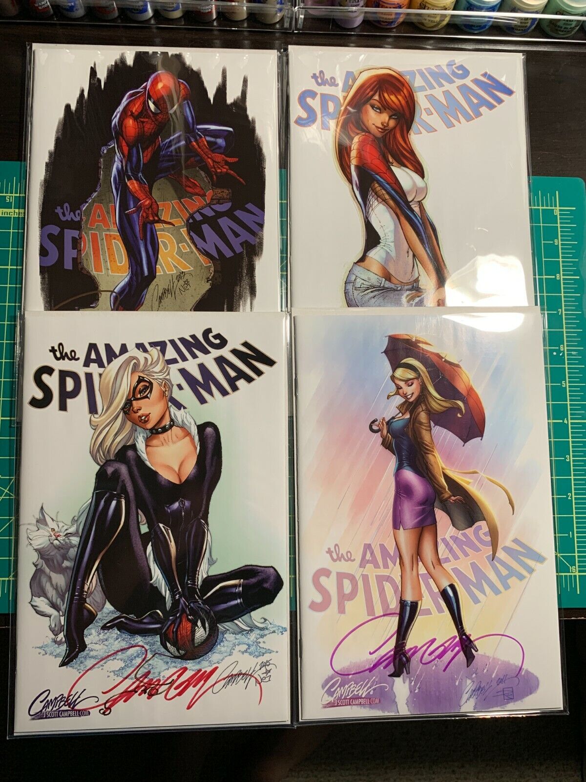 Amazing Spider Man #14, J. Scott Campbell variant set of 4, Signed with COA