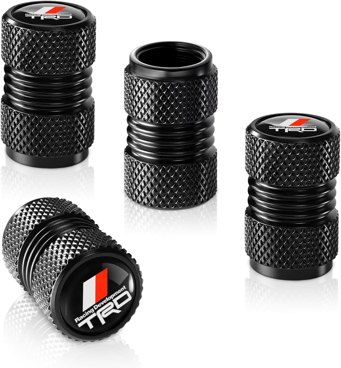 Toyota TRD Tire Valve Stem Caps Black O-Ring Seal Corrosion Resistant 4 Pack Toyota TRD Tire Valve Stem Caps Black O-Ring Seal Corrosion Resistant 4 Pack