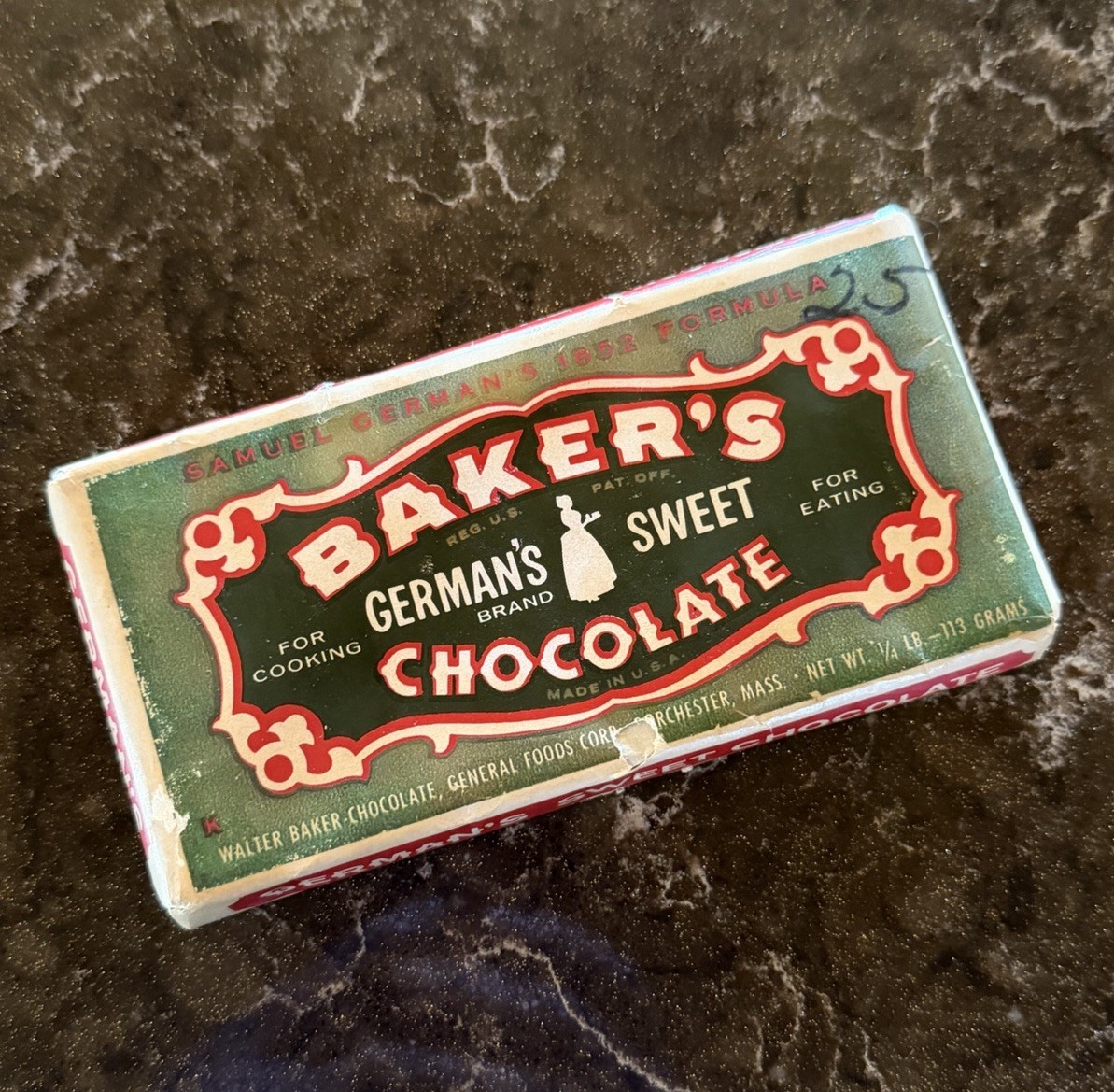 RARE 1950\'s Vintage Baker\'s German\'s Sweet Chocolate Candy Baking Bar - SEALED
