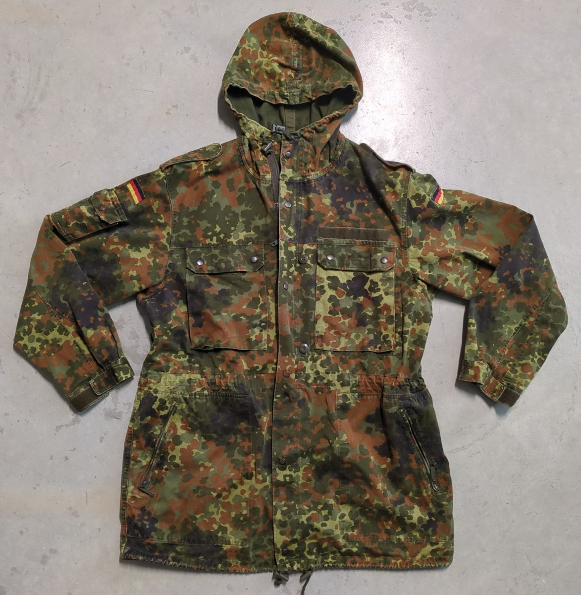 Vintage 1992 German Military Bundeswehr Flecktarn Camo Fishtail Parka 48