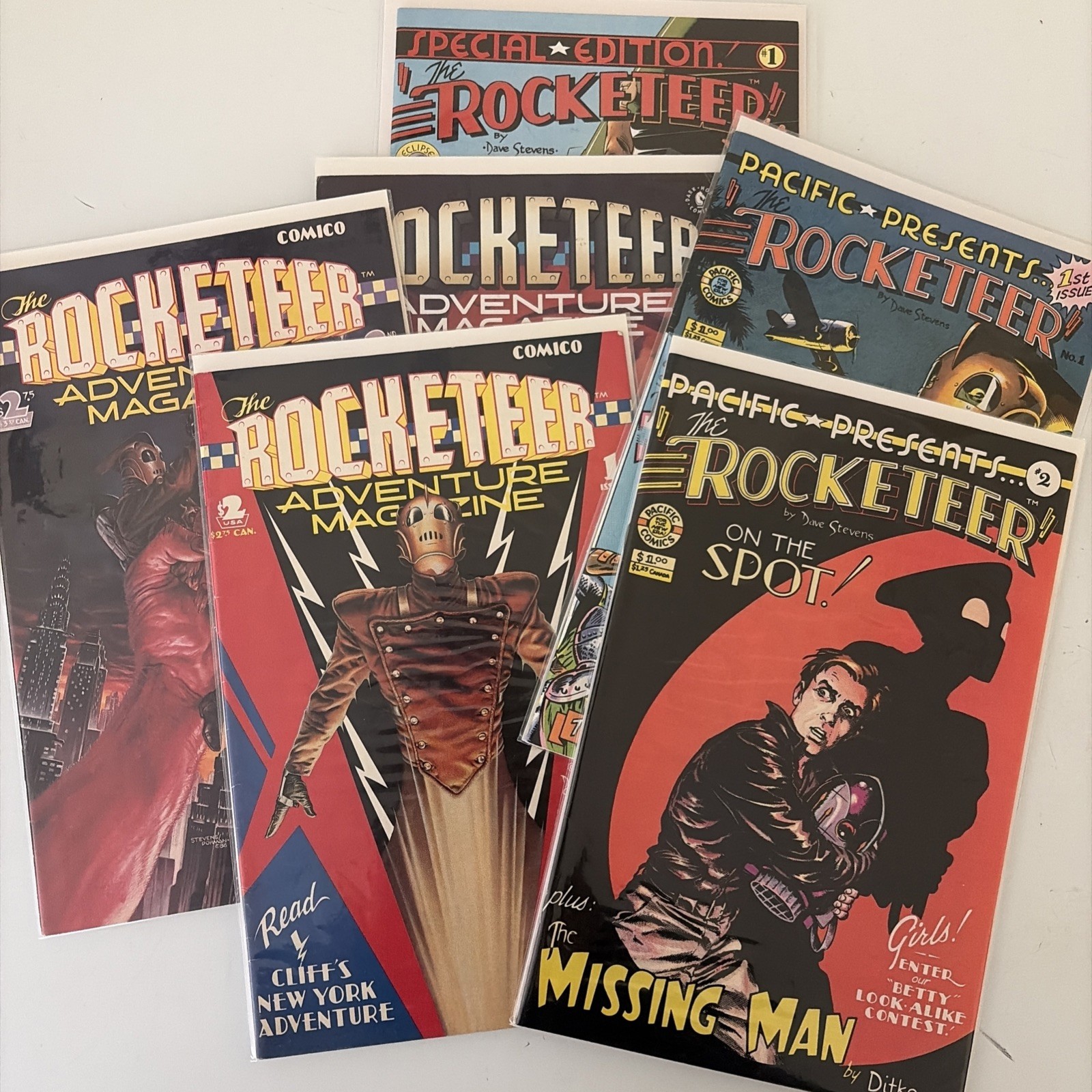 ROCKETEER Adventure Magazine 1 2 3, Pacific Presents 1 2, Special Edition 1 LOT