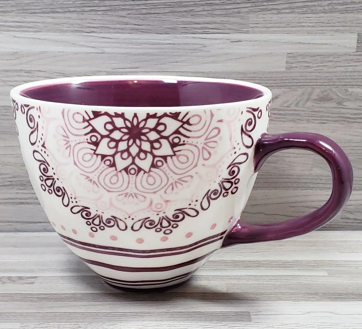 Potter's Studio Purple & White Floral 12 oz. Coffee Mug Cup