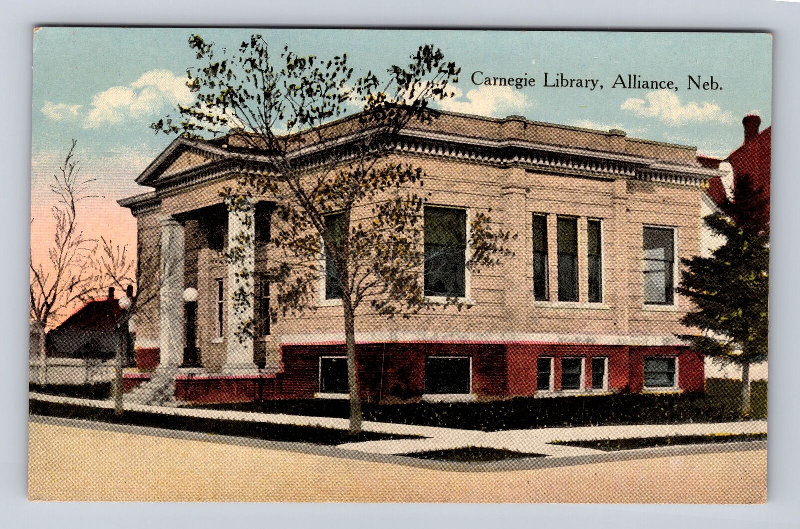 Alliance NE-Nebraska, Carnegie Library, Antique, Vintage Souvenir Postcard