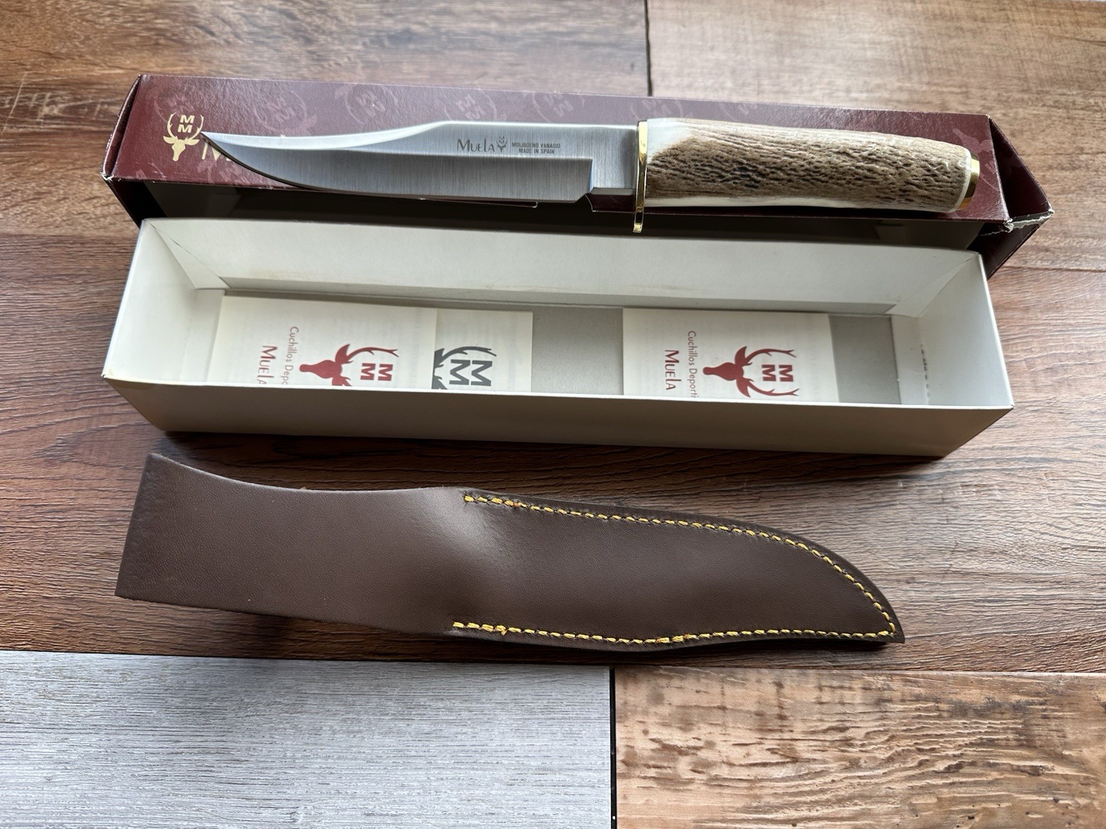 Rare Vintage Muela Sporting Knife with Leather Sheath- Gredos Made In Spain