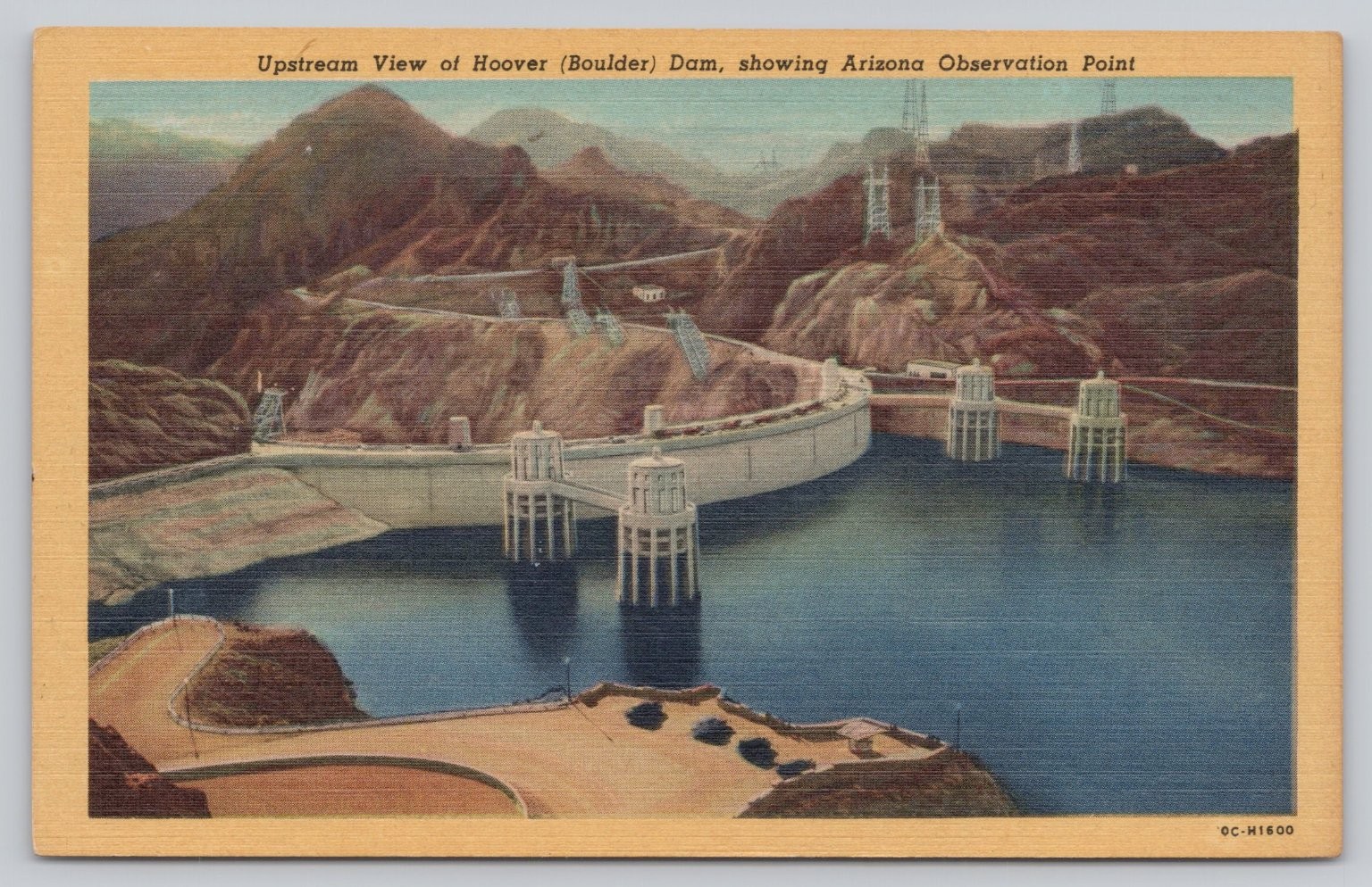 Vintage Linen Postcard Hoover Dam Arizona Observation Point 1930s Vintage Linen Postcard Hoover Dam Arizona Observation Point 1930s