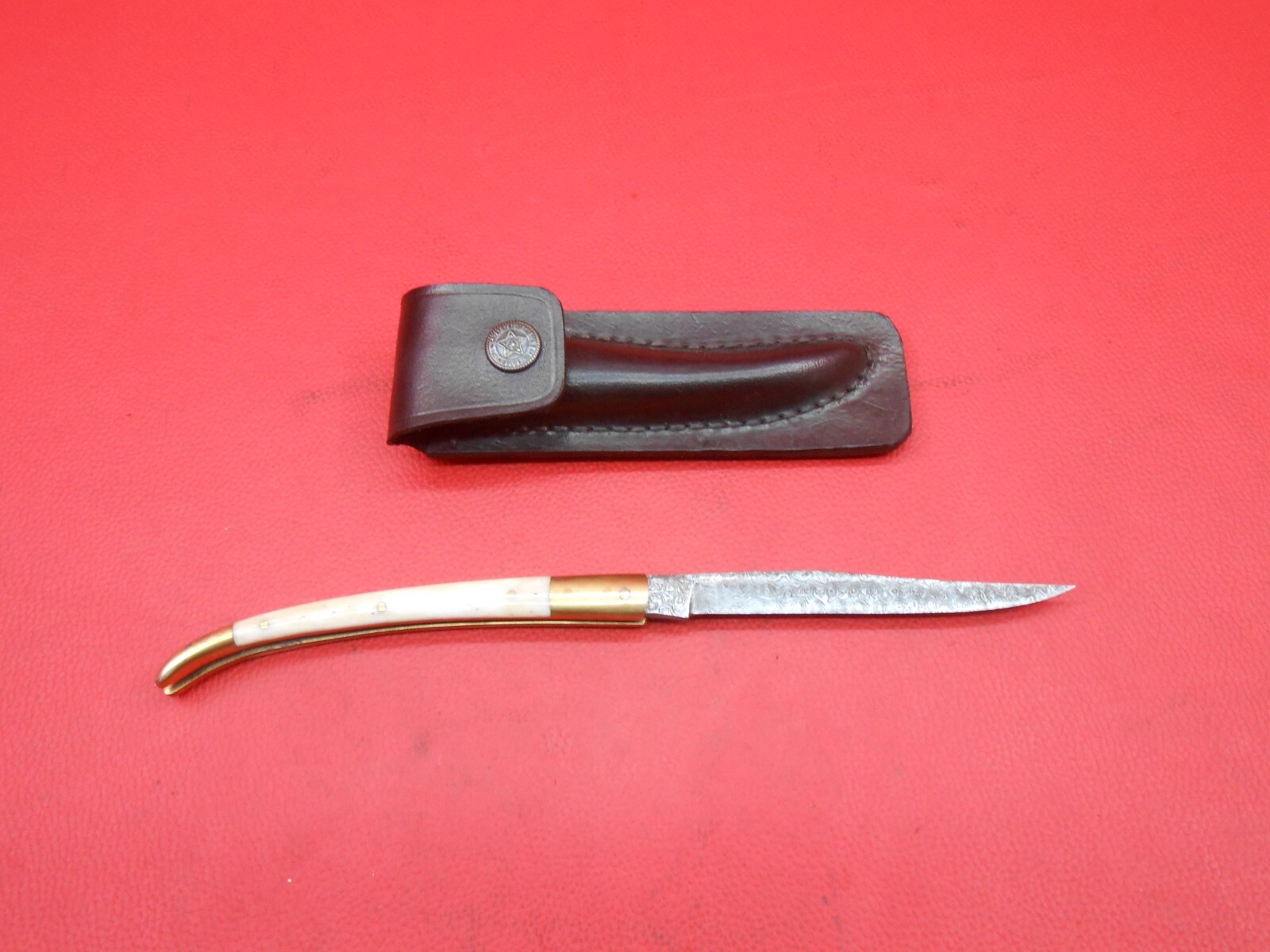 Custom Made Damascus Blade Forge De Laguiole Knife Bone Handles With Sheath S510