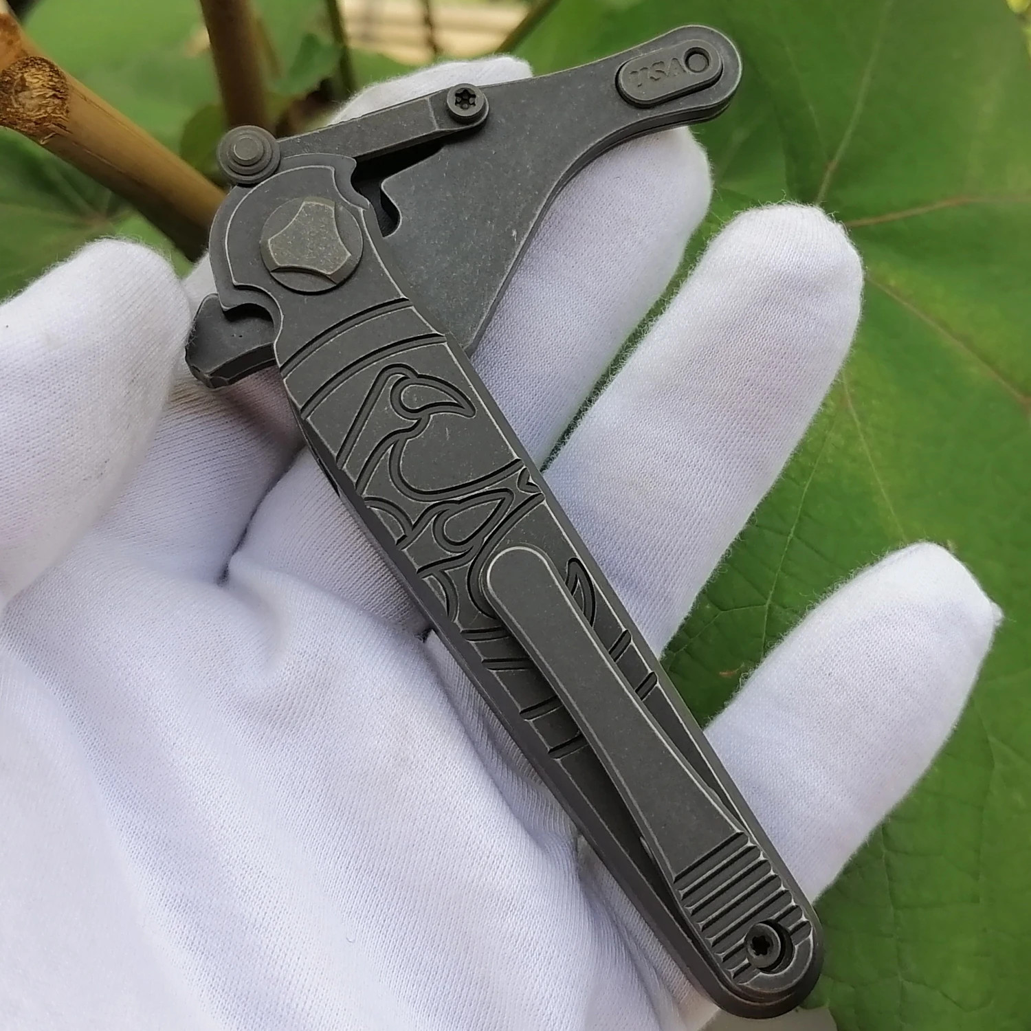 Titanium Alloy Utility Knife Handle for SK4 Blade 61x19x0.6mm