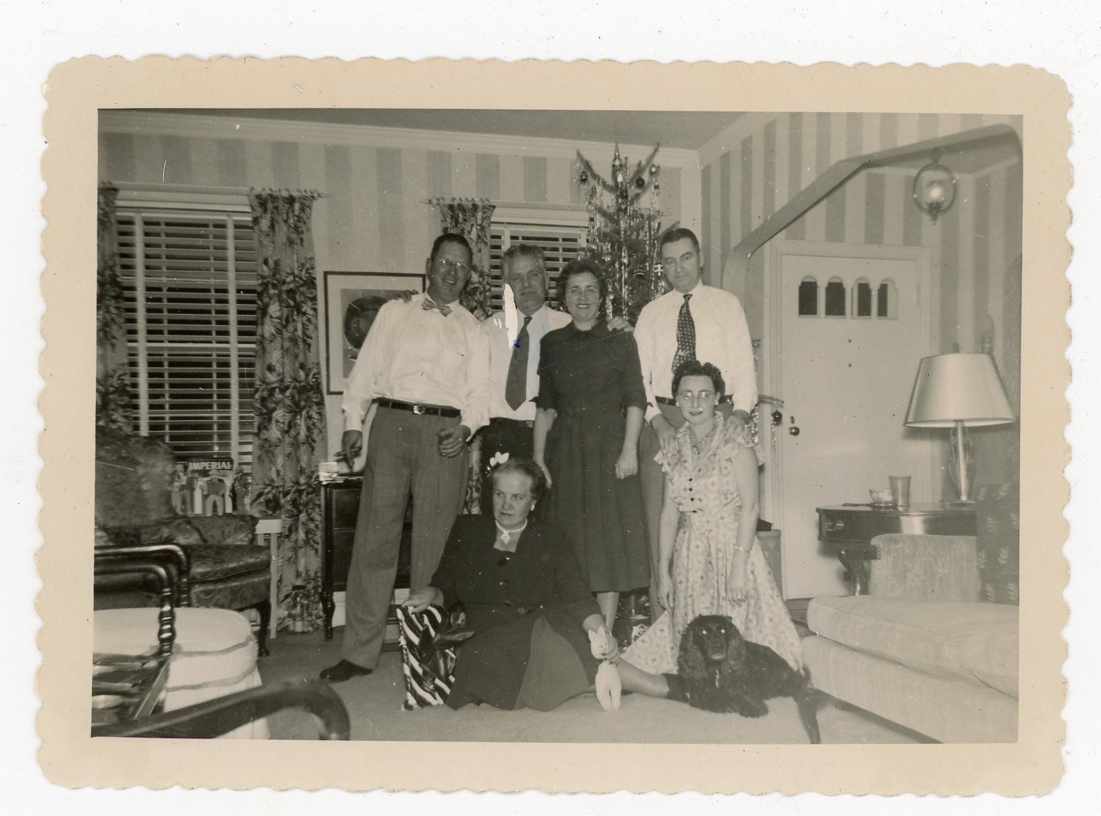 Skippi Cocker Spaniel Christmas Family Photo 1951 Curtis Scrapbook