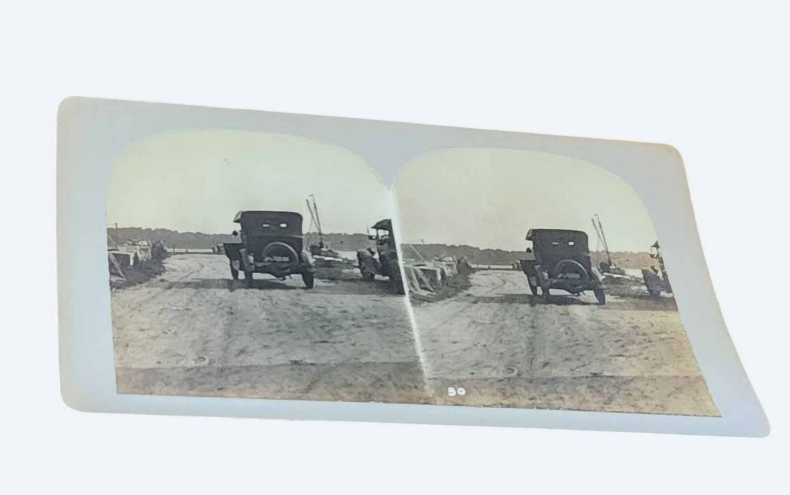 Antique Stereoview Early 1900s Cars On Dirt Road