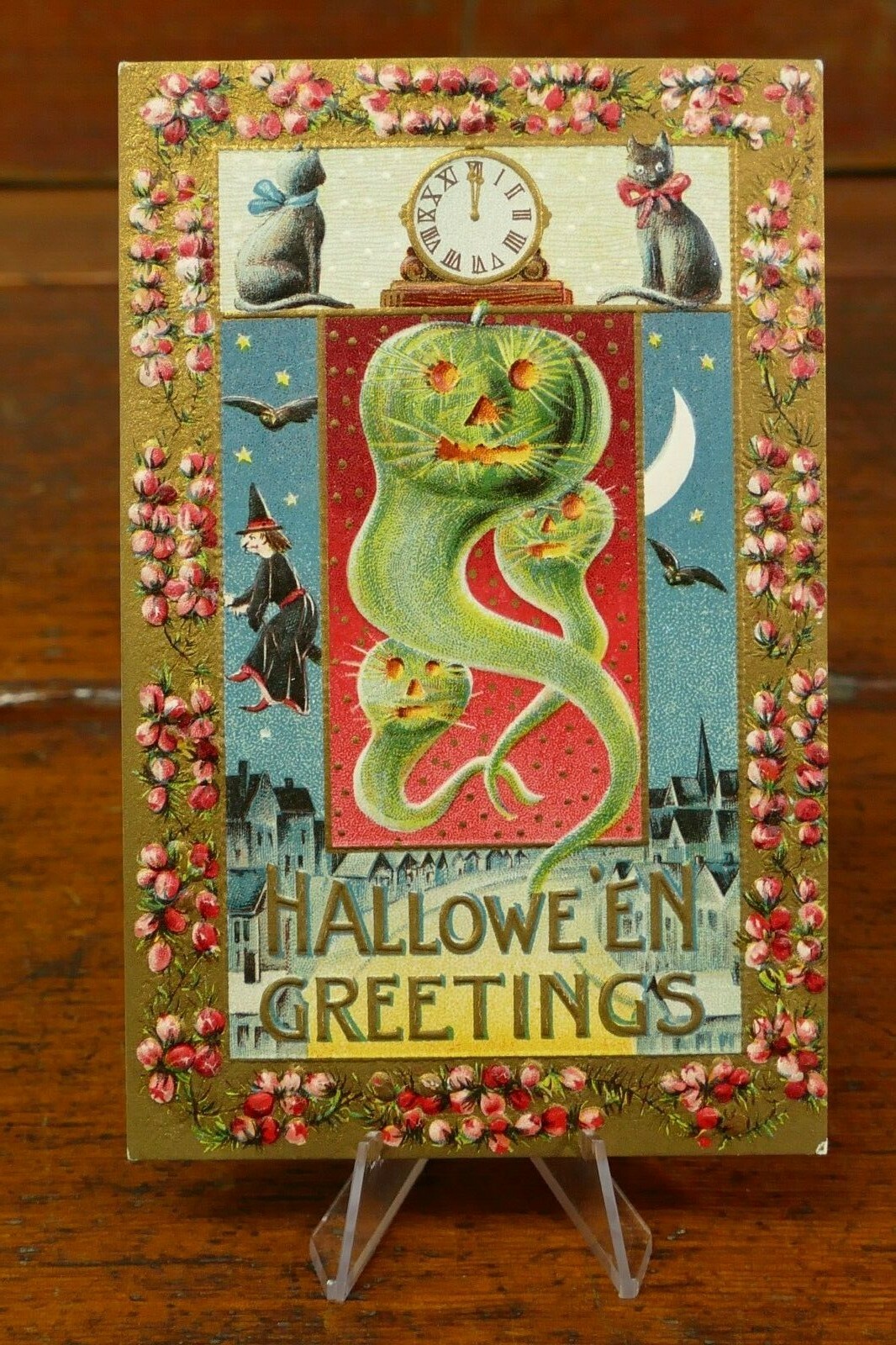 GOTTSCHALK DREYFUSS & DAVIS HALLOWEEN SERIES 2171 THREE GREEN JOLS GHOSTS UNUSED