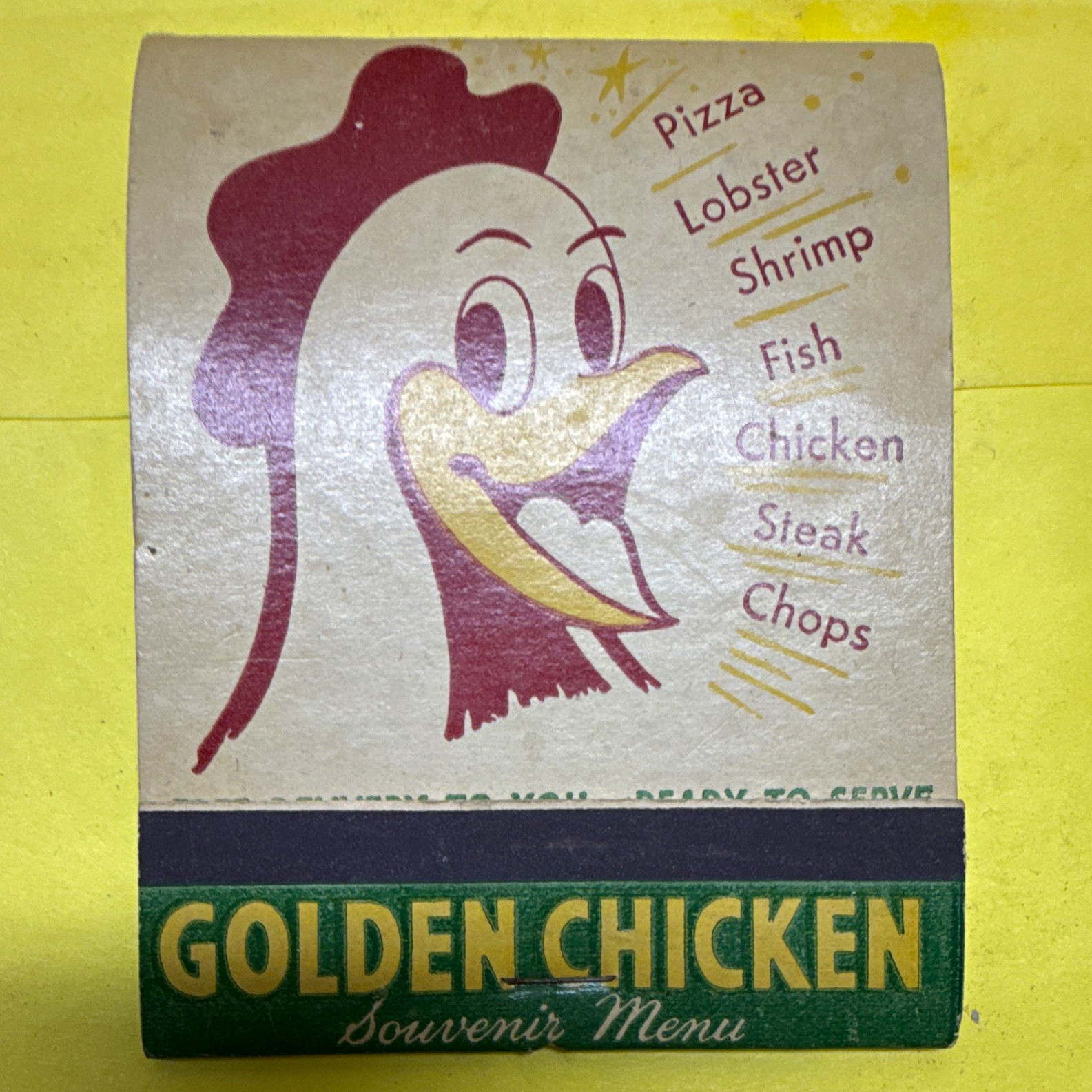 Vintage Golden Chicken Restaurant Souvenir Menu Matchbook w/ Matches Milwaukee