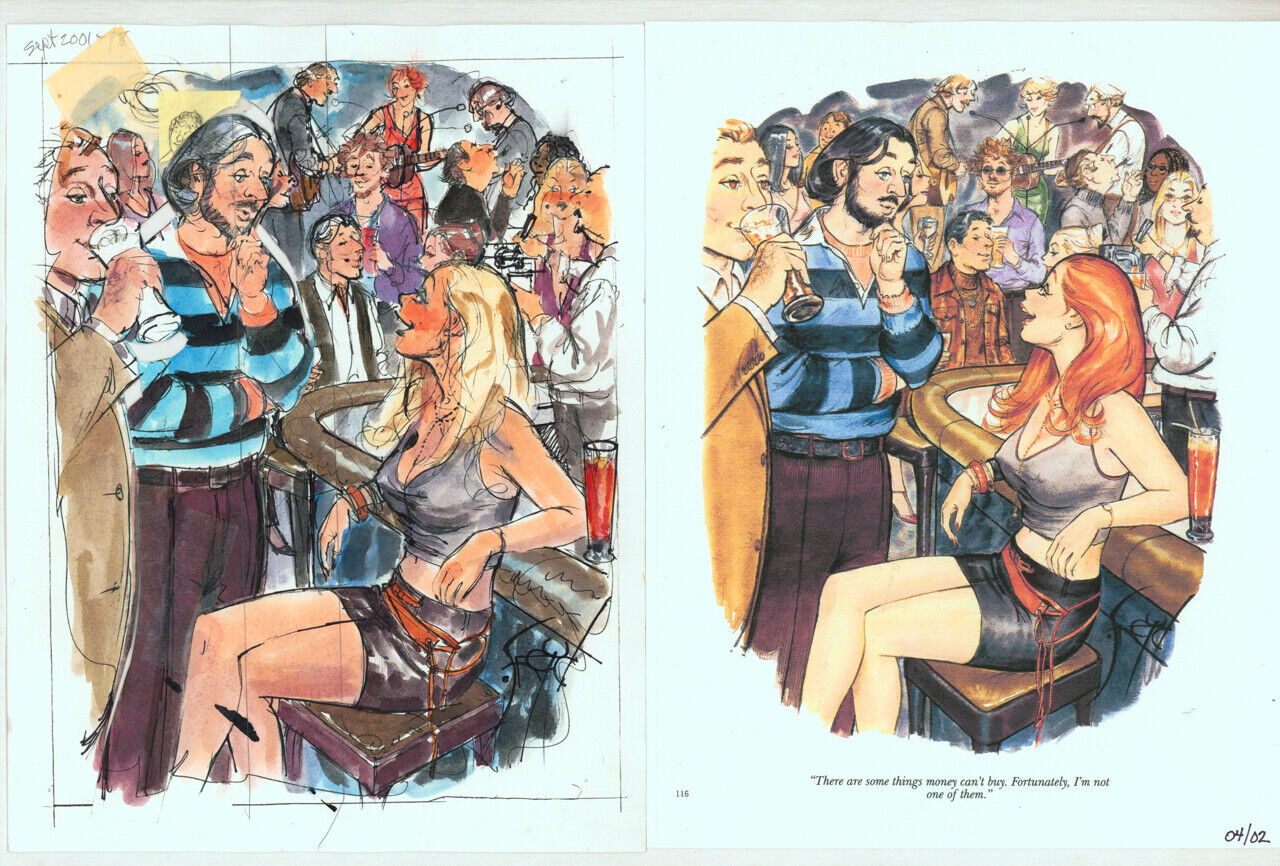 Doug Sneyd Signed Original Color Xerox Gag Sketch Art Playboy April '02 REDHEAD
