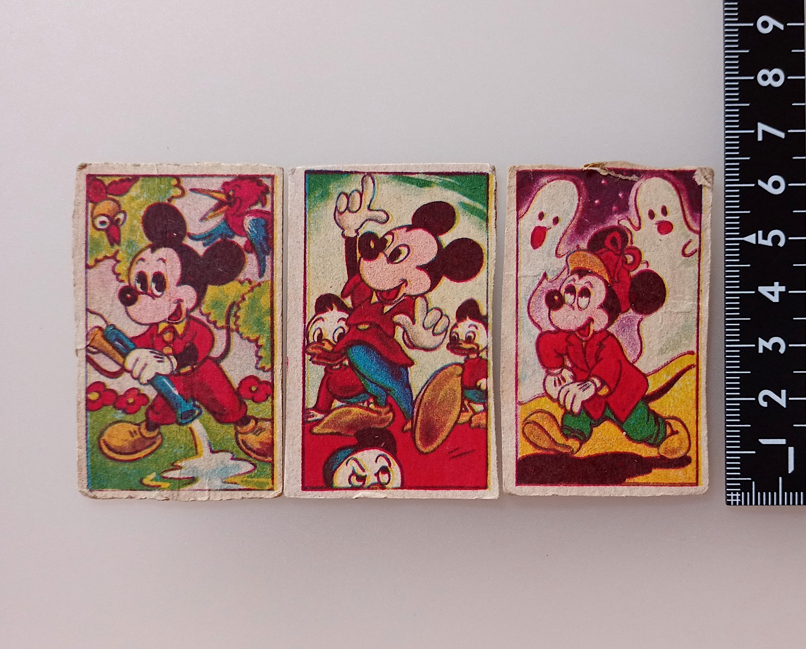 Mickey Mouse Vintage Menko 3 cards set 1940s-50s Japanese