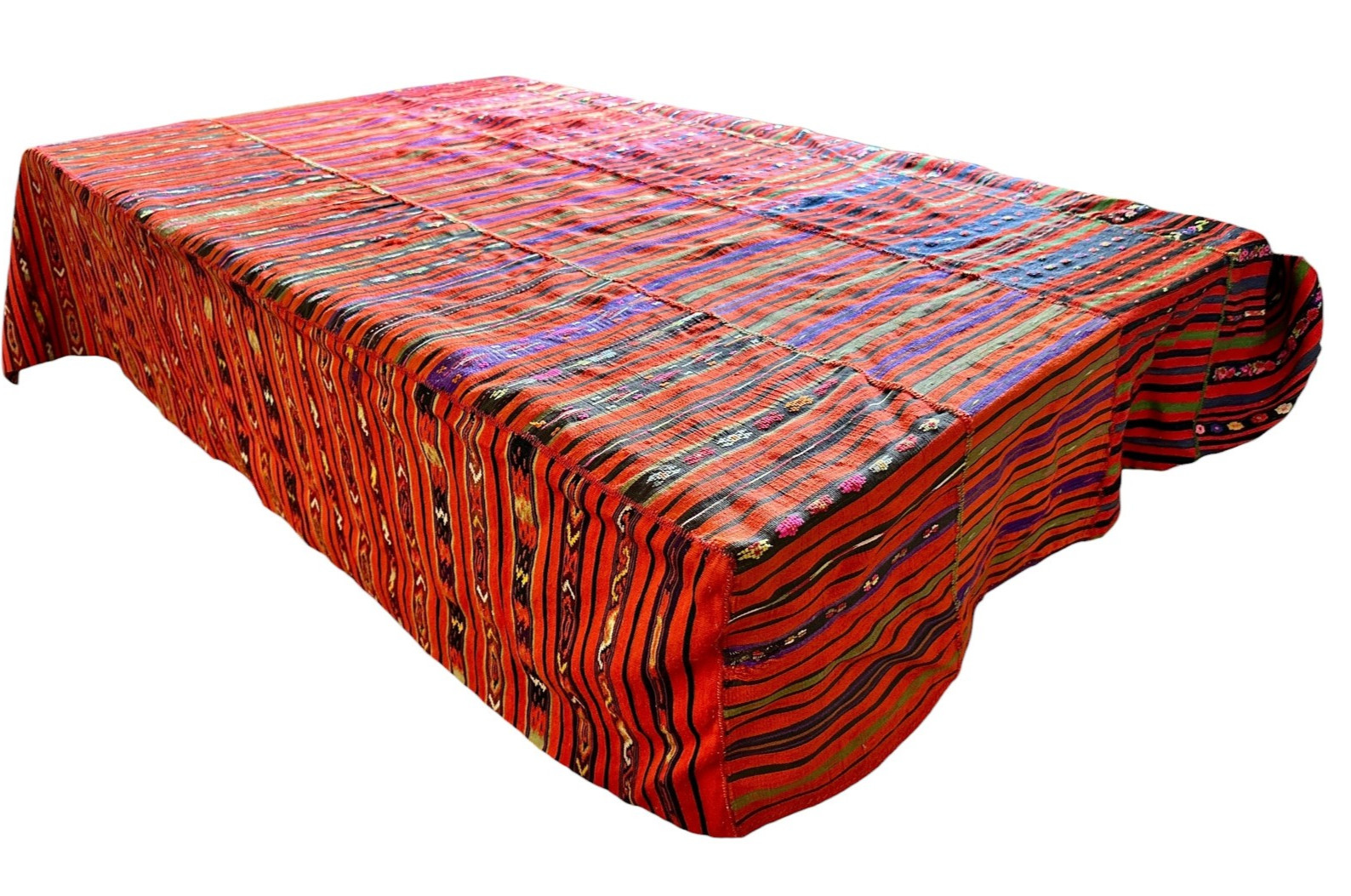 Early 20th Cent Handwoven Anatolian Ottoman Divan Bed Cover Ethnic Textile