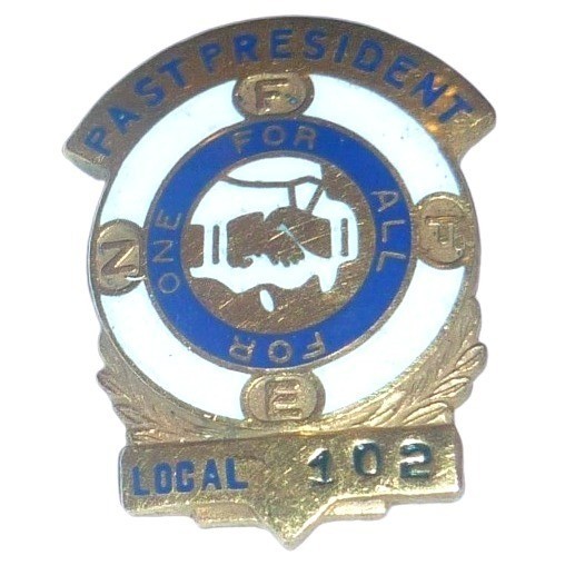 Past President Local 402 Union Pin 1/10 10K Gold Filled Enamel Vintage USA Pin