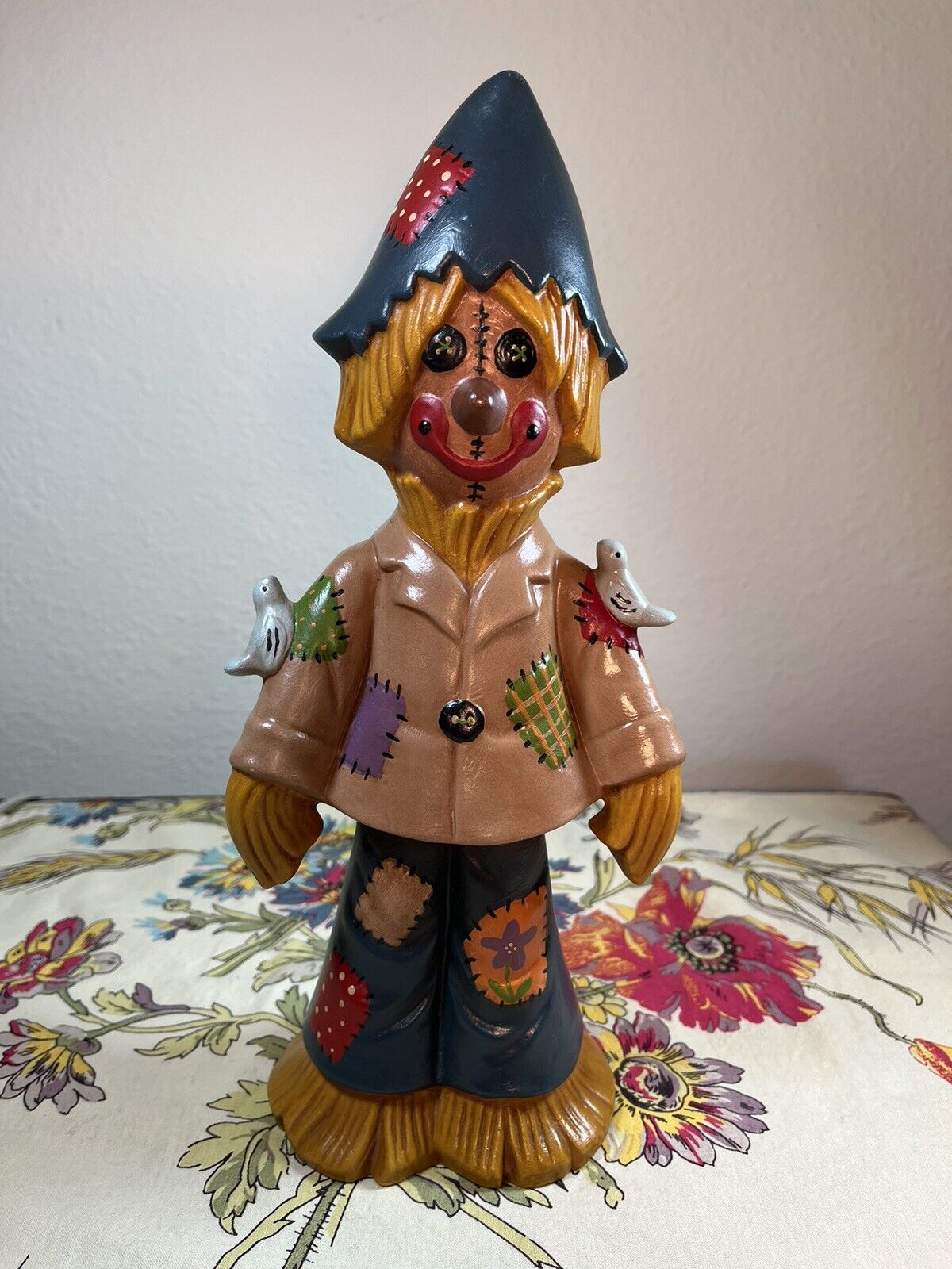 Vintage Fall Halloween Ceramic Scarecrow Figurine 11.5” 1977