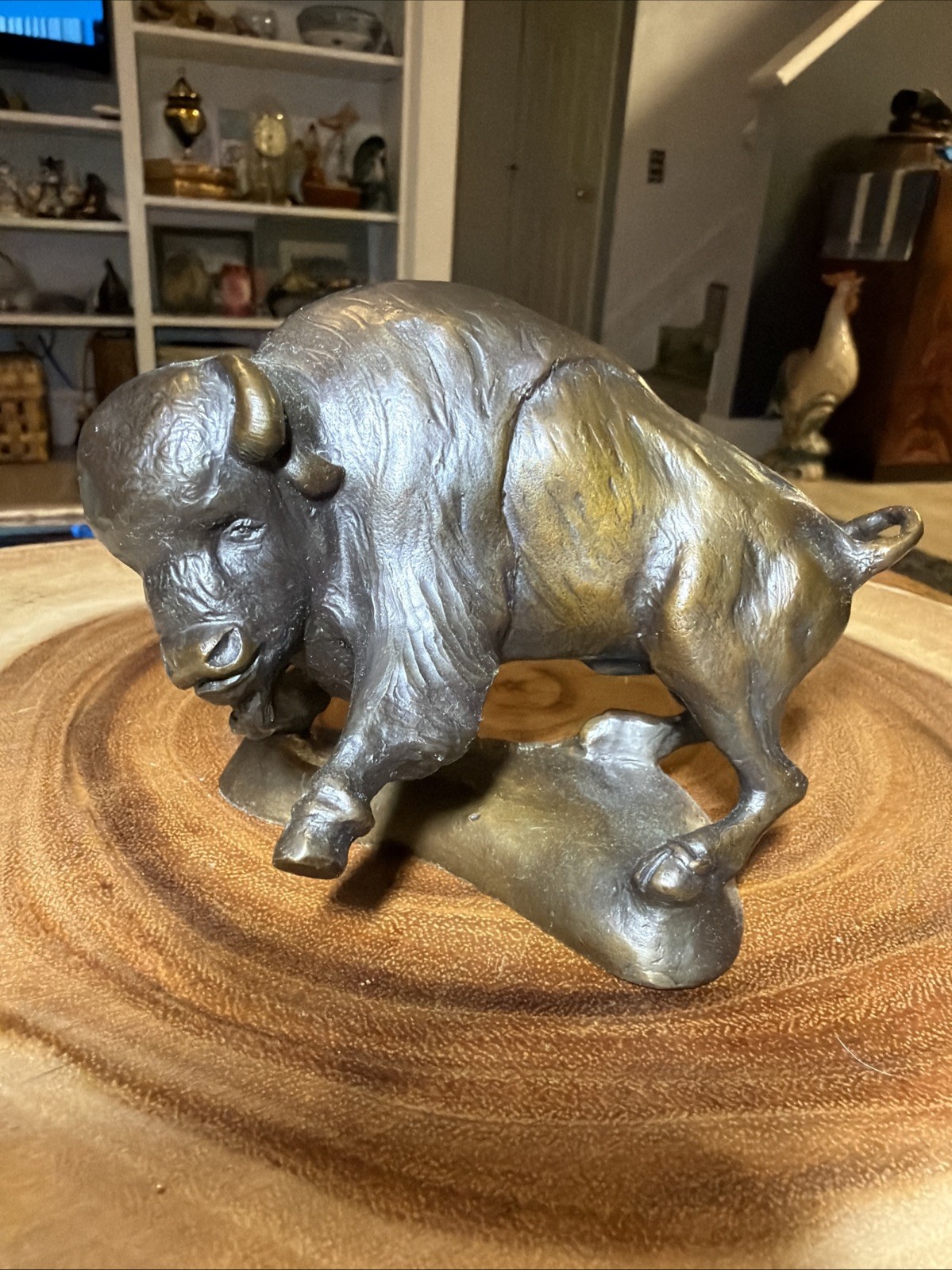 Bronze Sculpture Statue Bison Antiqued 4in X 3.5 American Modern Abstract Art Bronze Sculpture Statue Bison Antiqued 4in X 3.5 American Modern Abstract Art