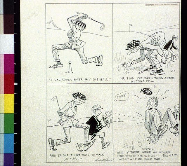 Photo:Spring Pastimes Golf Cartoon c1921 Putting Swing Fore Ball Search