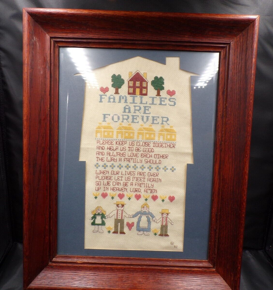 Vtg. 1992 Framed Embroidery \
