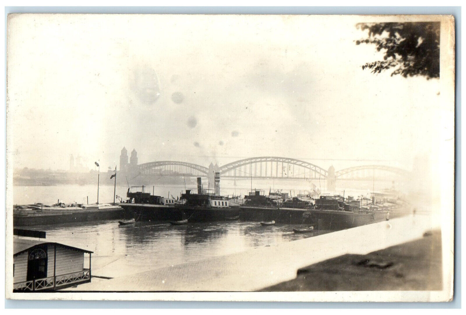 c1940\'s This is the Rhine at Cologne Germany Unposted RPPC Photo Postcard