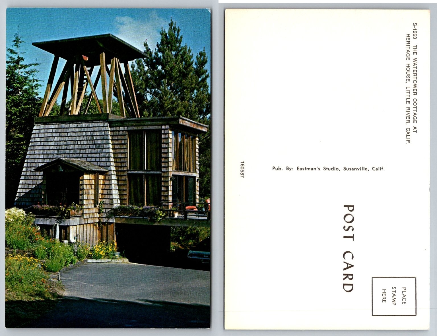 Watertower Cottage Heritage House Little River California Vintage Postcard