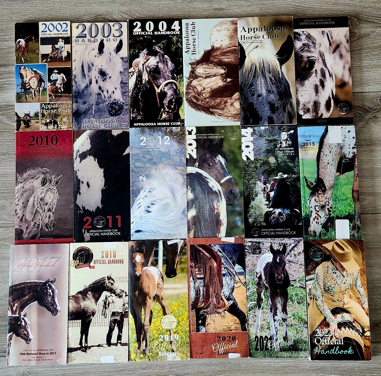 18 OFFICIAL HANDBOOKS APPALOOSA HORSE CLUB from 2002 to 2023