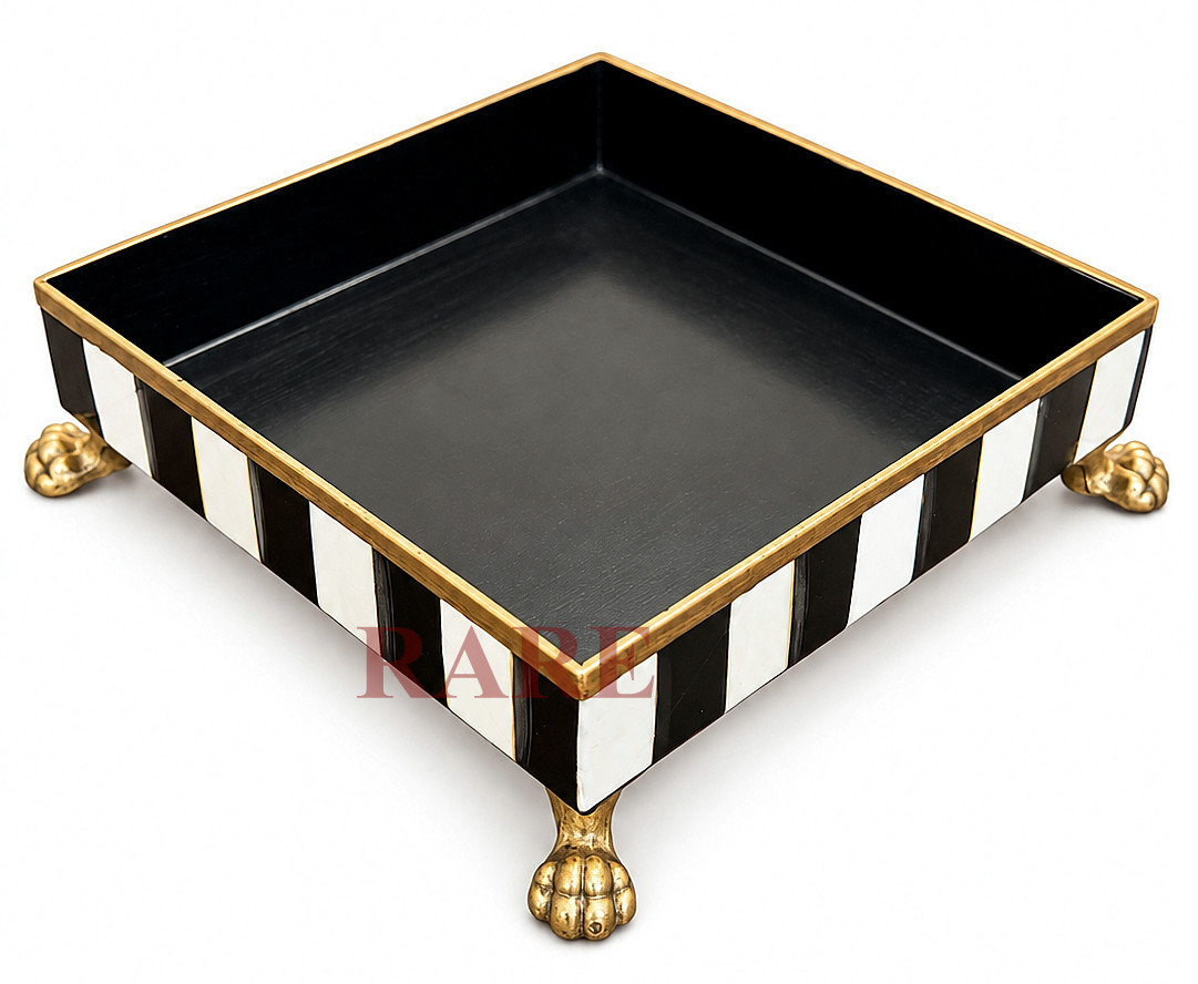 MacKenzie-Childs Courtly Stripe Metal Cocktail Napkin Holder New Original Box